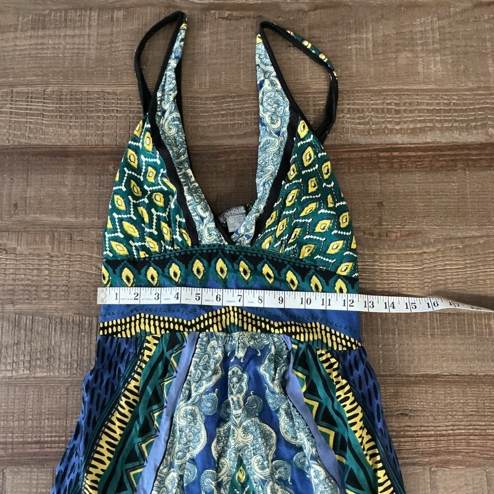 Angie Vibrant Blue and Green Maxi Dress - Picture 5 of 9